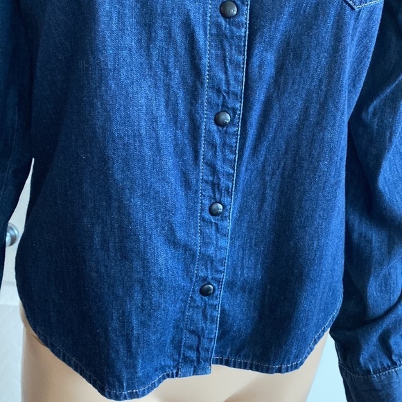 Mavi Gold - Women's Long Sleeve Denim Shirt with Snap Button Closure - Picture 4 of 14